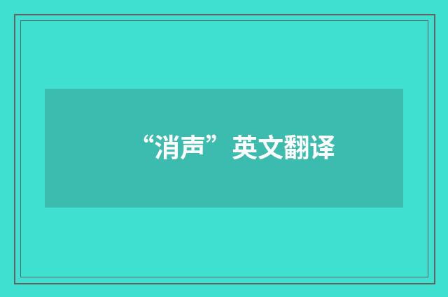 “消声”英文翻译