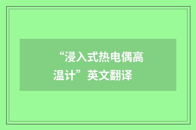 “浸入式热电偶高温计”英文翻译