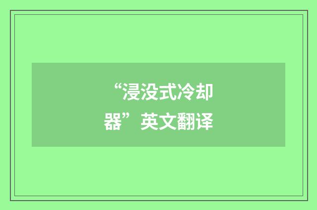“浸没式冷却器”英文翻译