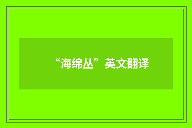“海绵丛”英文翻译