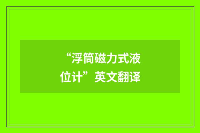 “浮筒磁力式液位计”英文翻译