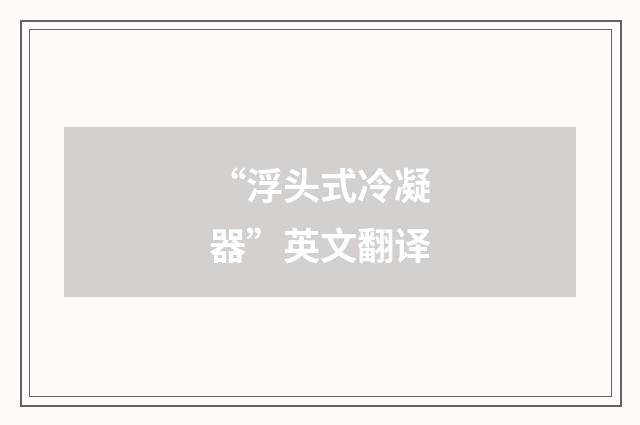 “浮头式冷凝器”英文翻译