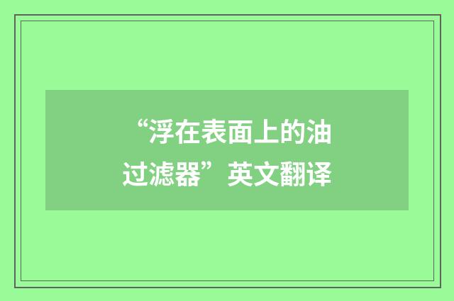 “浮在表面上的油过滤器”英文翻译
