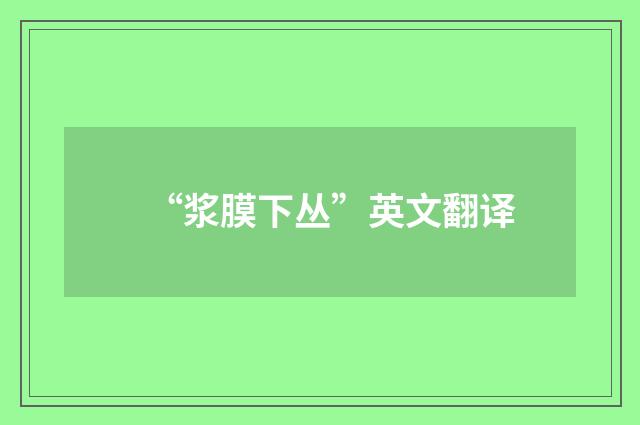 “浆膜下丛”英文翻译
