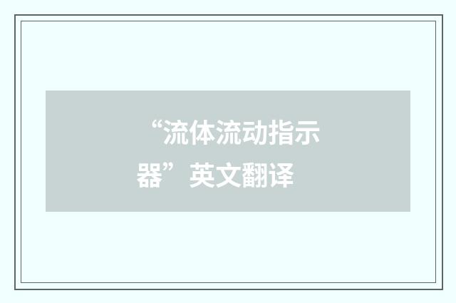 “流体流动指示器”英文翻译