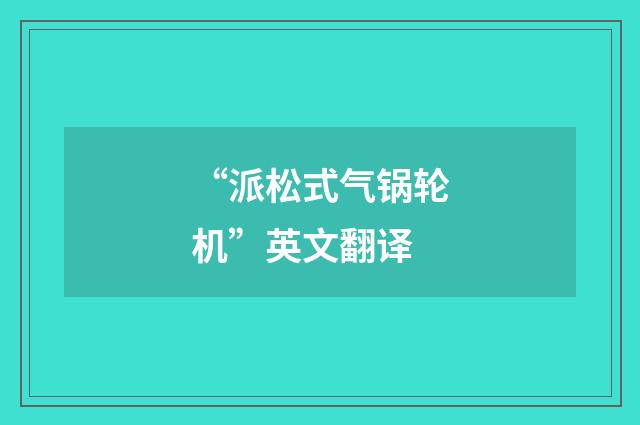 “派松式气锅轮机”英文翻译