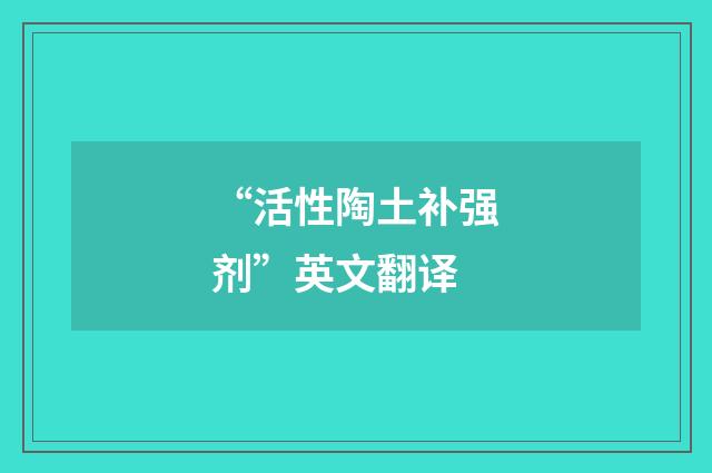 “活性陶土补强剂”英文翻译