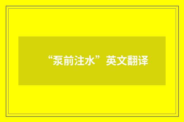 “泵前注水”英文翻译