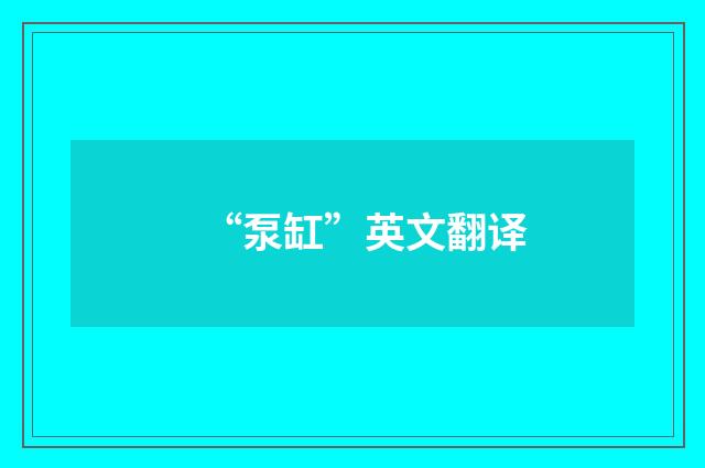 “泵缸”英文翻译
