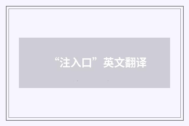 “注入口”英文翻译