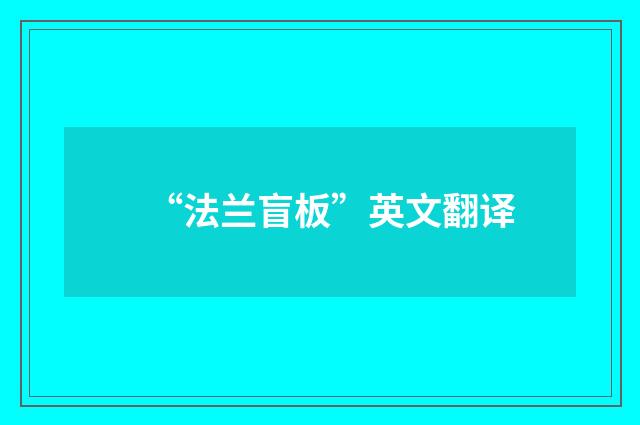 “法兰盲板”英文翻译