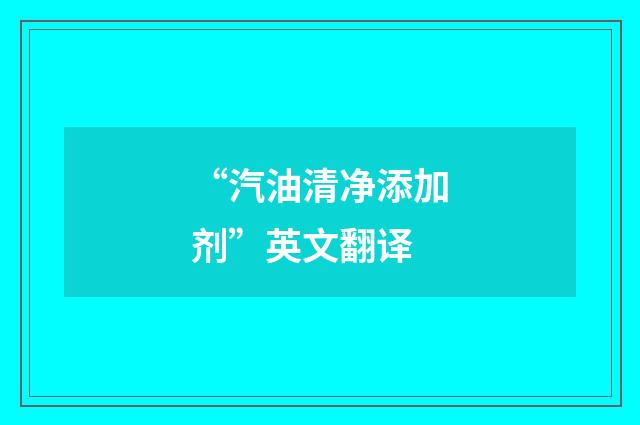 “汽油清净添加剂”英文翻译