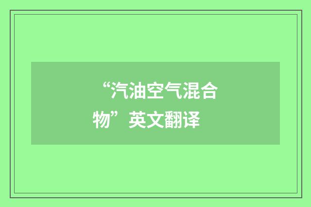 “汽油空气混合物”英文翻译