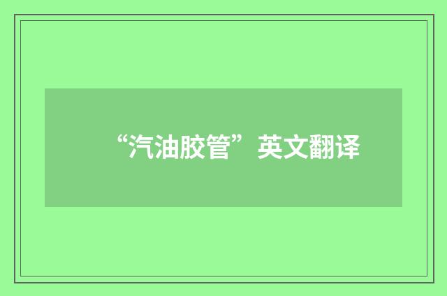 “汽油胶管”英文翻译