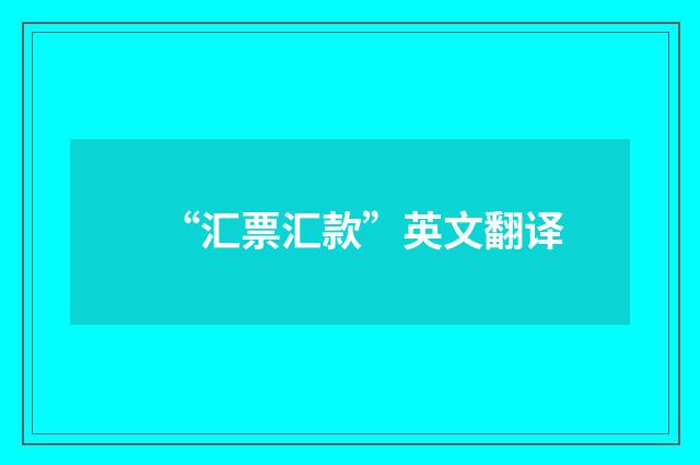 “汇票汇款”英文翻译
