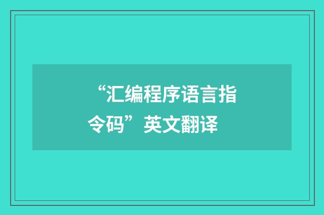 “汇编程序语言指令码”英文翻译