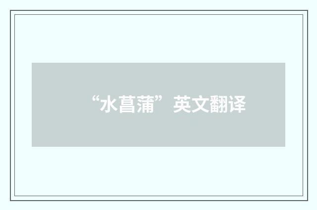 “水菖蒲”英文翻译