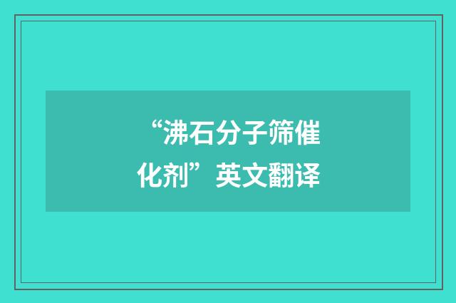 “沸石分子筛催化剂”英文翻译