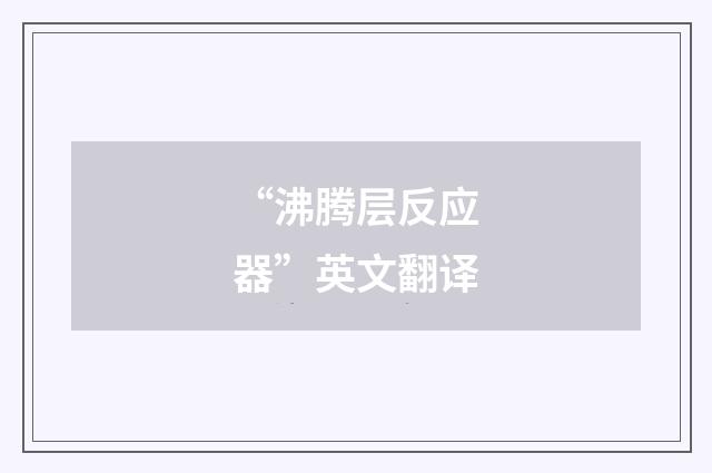 “沸腾层反应器”英文翻译