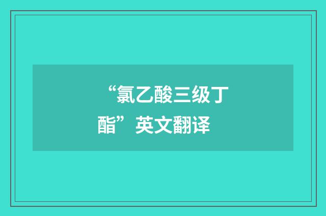 “氯乙酸三级丁酯”英文翻译