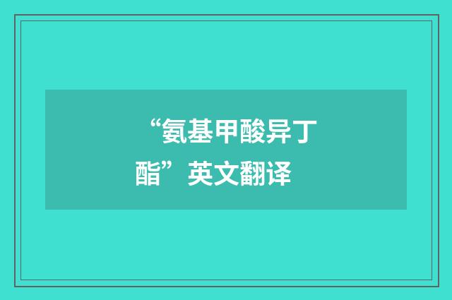 “氨基甲酸异丁酯”英文翻译