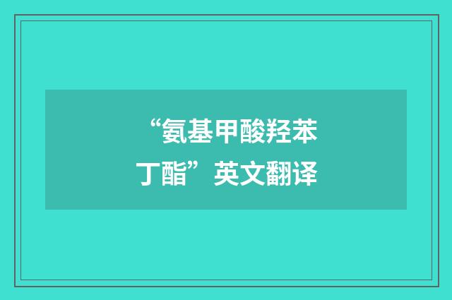 “氨基甲酸羟苯丁酯”英文翻译