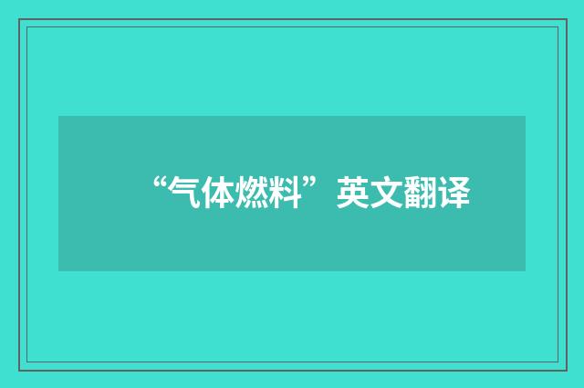 “气体燃料”英文翻译