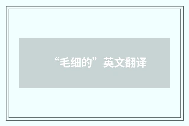 “毛细的”英文翻译