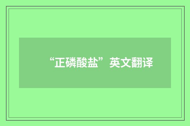 “正磷酸盐”英文翻译