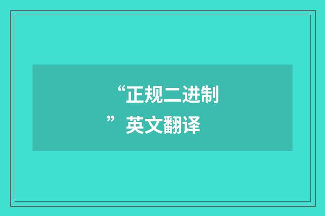 “正规二进制”英文翻译