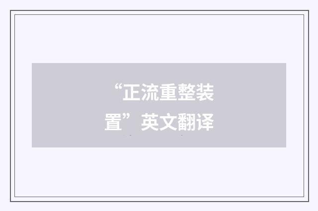 “正流重整装置”英文翻译