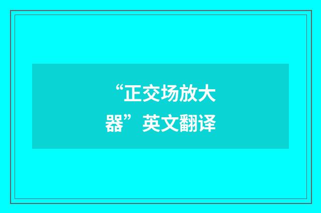 “正交场放大器”英文翻译