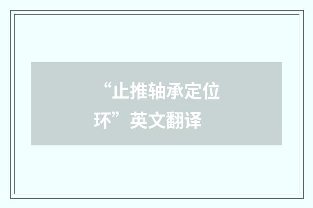 “止推轴承定位环”英文翻译