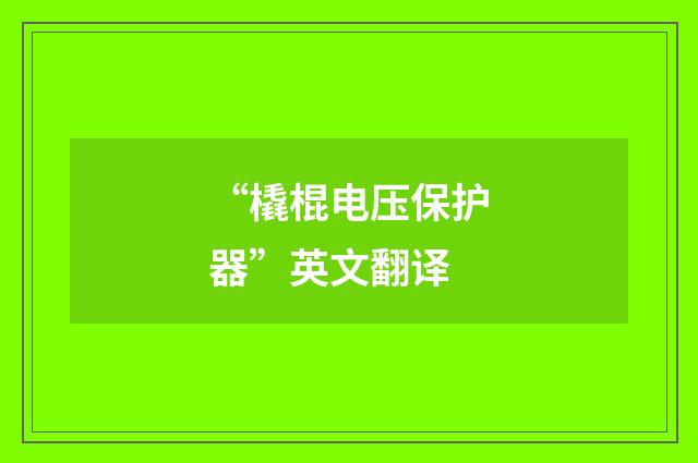 “橇棍电压保护器”英文翻译
