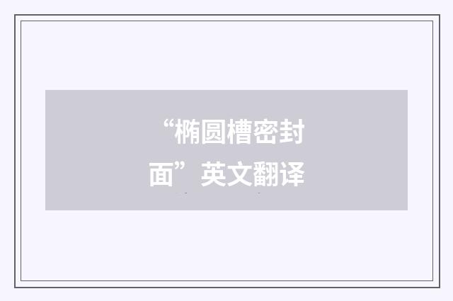 “椭圆槽密封面”英文翻译