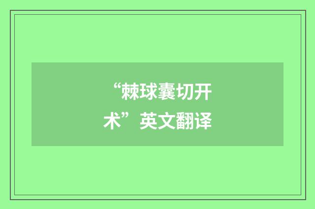“棘球囊切开术”英文翻译