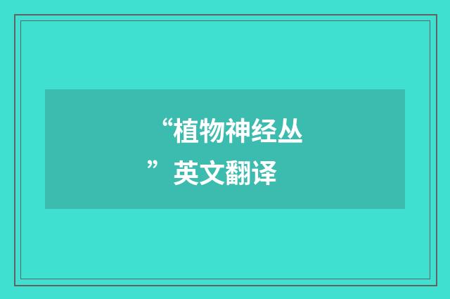 “植物神经丛”英文翻译