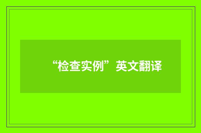 “检查实例”英文翻译