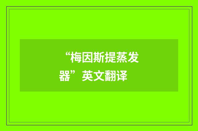 “梅因斯提蒸发器”英文翻译