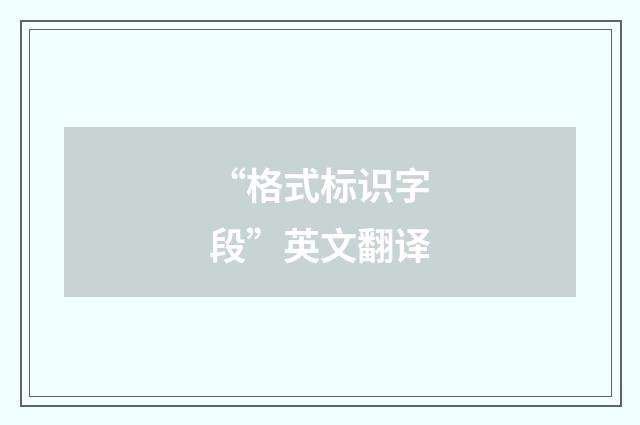 “格式标识字段”英文翻译