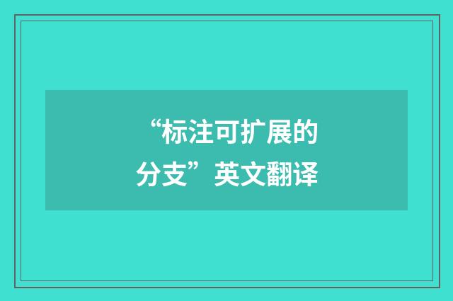 “标注可扩展的分支”英文翻译