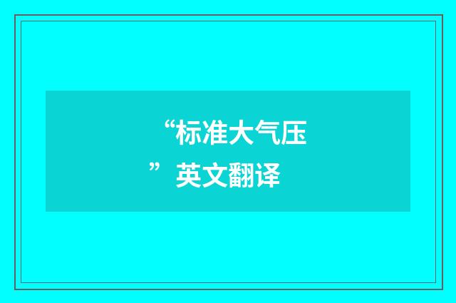 “标准大气压”英文翻译