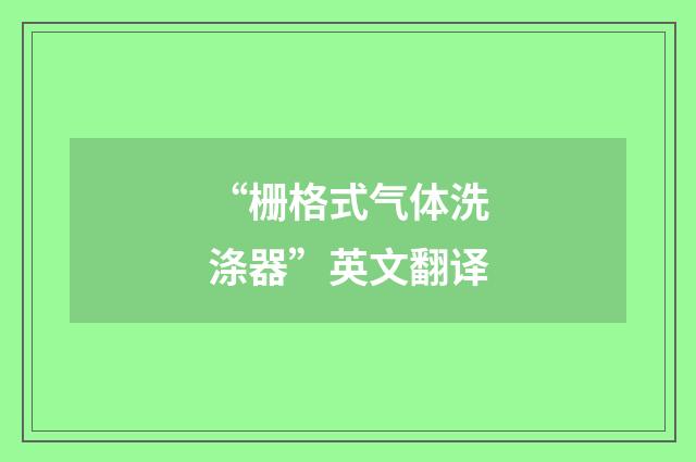 “栅格式气体洗涤器”英文翻译
