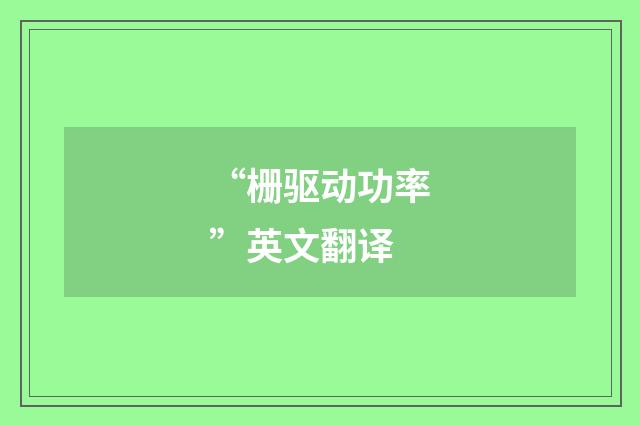 “栅驱动功率”英文翻译