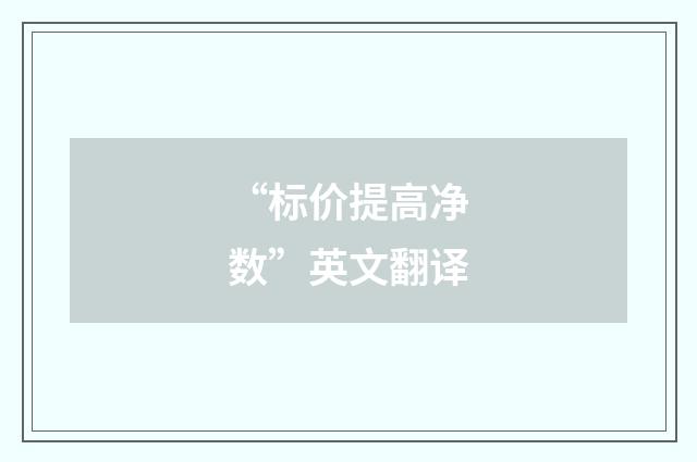“标价提高净数”英文翻译