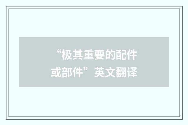 “极其重要的配件或部件”英文翻译