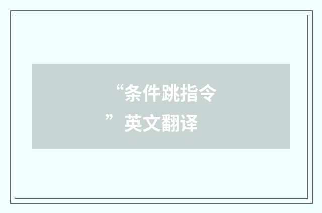 “条件跳指令”英文翻译
