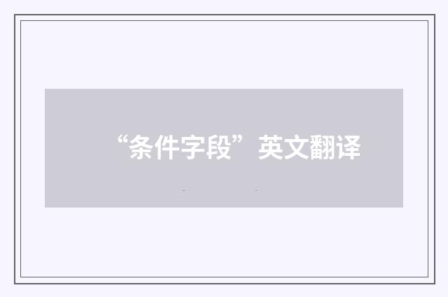 “条件字段”英文翻译