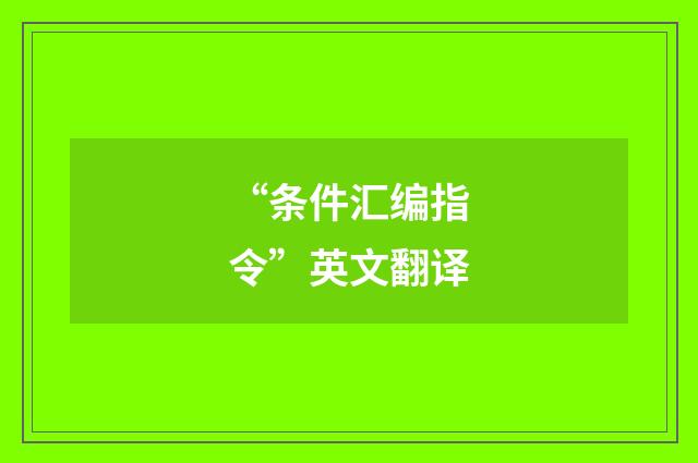 “条件汇编指令”英文翻译