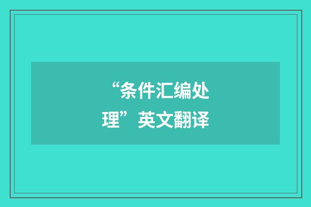 “条件汇编处理”英文翻译